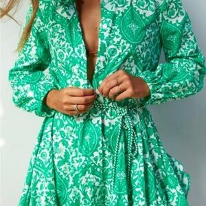 Zara Green Patterned Dress
